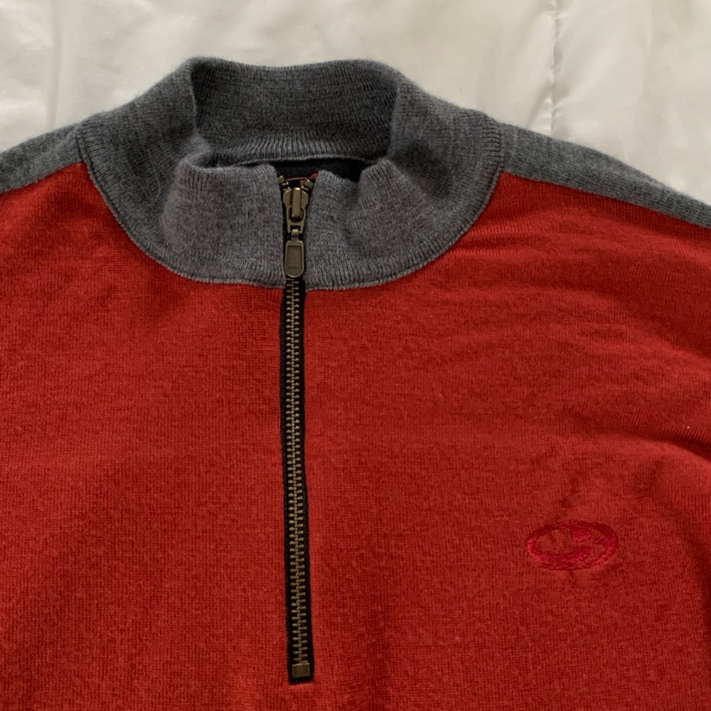Icebreaker Womens red wool quarter zip sweater Size L